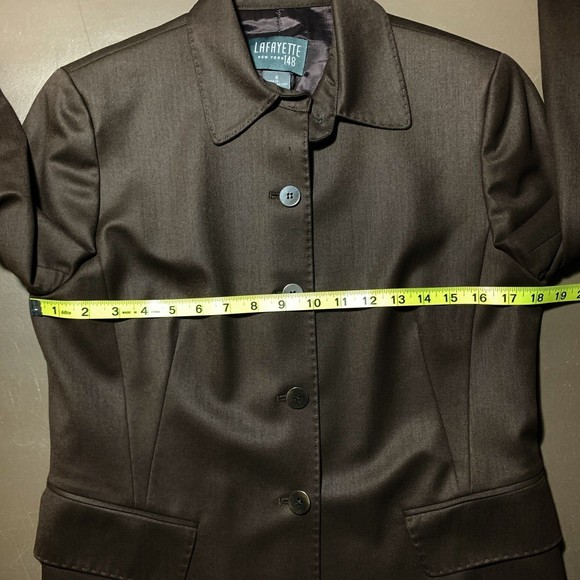 Lafayette 148 Blazer Sz 6 Wool Blend Brown Pockets Lined Jacket Stretch USA Made - Picture 9 of 14